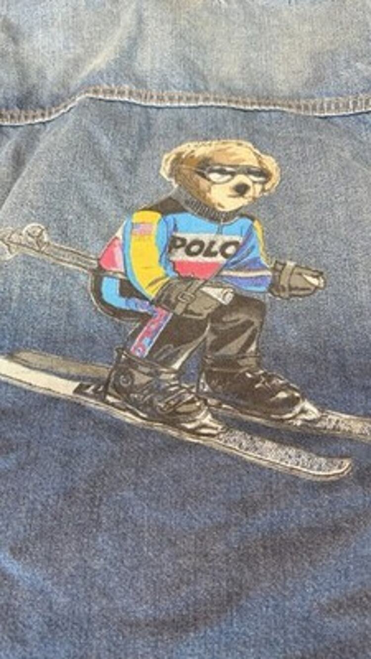 Polo Ralph Lauren Men’s 2XLT Alpine Racing Ski Bear Trucker Denim Jacket Tall